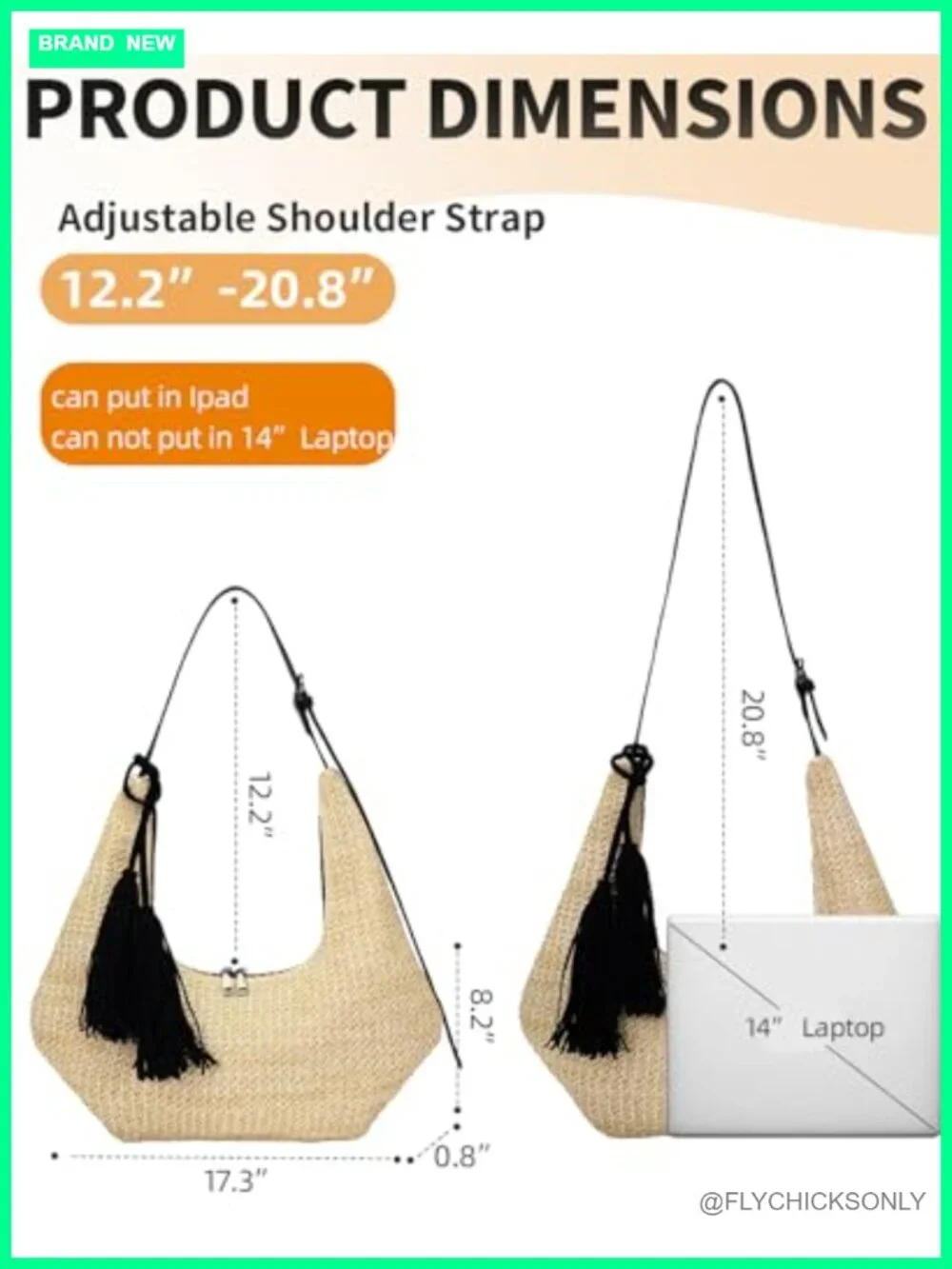 Straw Woven Hobo Shoulder Bag with Tassel, Crossbody Purse for Women